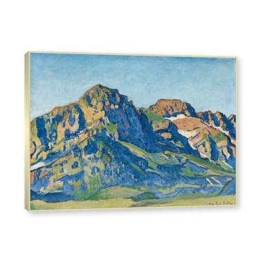 Imagem de Moldura champanhe. Imagem natureza em tela, (dentes brancos) de Ferdinand Hodler, reprodução de quadros, quadro de arte de parede de tela para casa. 60x80cm