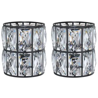 Imagem de Pacote com 2 peças de substituição de cúpula de cristal, luz de ventilador de teto, abajures de tambor com acabamento preto para candelabro, arandelas de parede, luminária pendente, 4,16 cm, tamanho