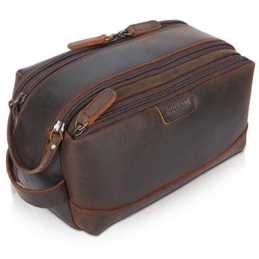 Imagem de Bolsa de higiene Polare de couro integral para homens marrom escuro - 