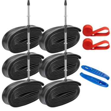 Imagem de Tubos internos de bicicleta YunSCM 700x23/25C – válvula Presta de 60 mm de comprimento – (2 tubos internos com 3 alavancas de pneu