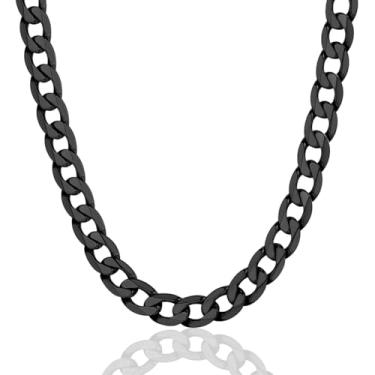 Imagem de ChainsPro Colar de corrente cubana masculina, banhado a prata/preto/ouro, aço inoxidável, corrente de elos cubanos, 4/6/9/13 mm de largura, 35,5 a 76,2 cm de comprimento, acessórios hip hop, joias