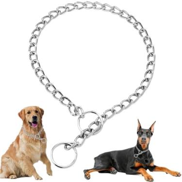 Imagem de Coleira gargantilha prateada para cães médios coleiras de corrente de metal antiderrapante para treinamento pesado martingale para cães PPS XS animais de estimação de raças pequenas, médias grandes, P