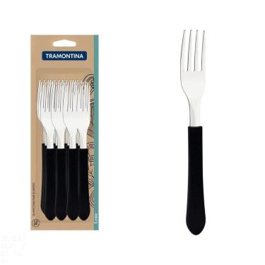 Imagem de Conjunto De Garfos De Mesa Tramontina Leme Com Lâminas Em Aço Inox E Cabo Preto 12 Peças Tramontina