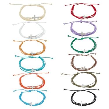 Imagem de GOMAKERER 60 pulseiras cruzadas, pulseiras feitas à mão, tecido Faith ajustável, pulseiras trançadas cruzadas, Hope Blessed, para mulheres e homens