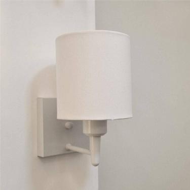 Imagem de Arandela Quadrada Md-2033 Branco Cúpula Em Tecido Cilíndrica Branco - Bivolt