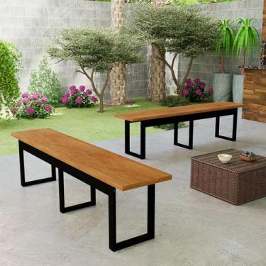 Imagem de Bancos Com Estrutura de Ferro Estilo Industrial Para Jardim E Varanda 