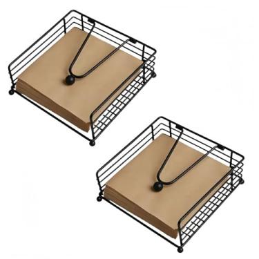 Imagem de SWTOOL Porta-guardanapos preto moderno quadrado de metal plano suporte de armazenamento com braço articulado ponderado para casa de fazenda ao ar livre festa de casamento hotel (2 peças, preto)