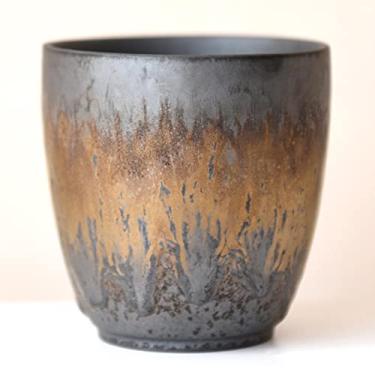 Imagem de Xícara de chá de lenha vintage feita à mão Kung Fu conjunto de xícara de chá de cerâmica áspera esmalte mestre copo de água única caneca de café de cerâmica
