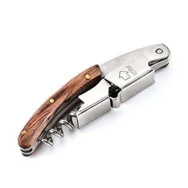 Imagem de Abridor de garrafas profissional com dobradiça dupla para garçom saca-rolhas abridor de garrafas de vinho multifuncional multifuncional abridor de garrafas de cerveja de vinho