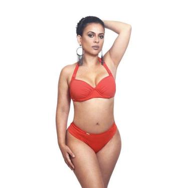 Imagem de Biquíni meia taça plus size e calcinha fio dental - Estigma, Vermelho,