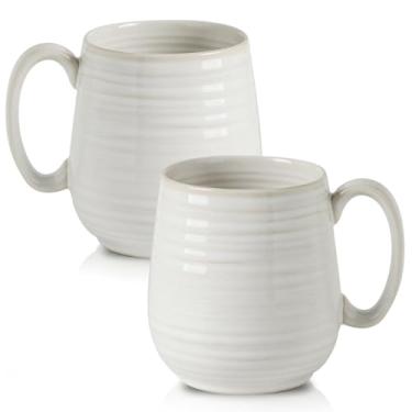 Imagem de Hasense Conjunto de canecas de café, 590 ml, xícaras de café grandes com alças, xícara de café com leite de cerâmica para chá, cacau, leite de aveia, caneca de sopa clássica para mulheres e homens