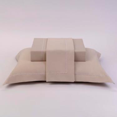 Imagem de Plumasul Jogo de Cama Natu Pallina 100% Algodão Cetim 300 Fios Queen 4 peças Cor Fendi Festone Branco