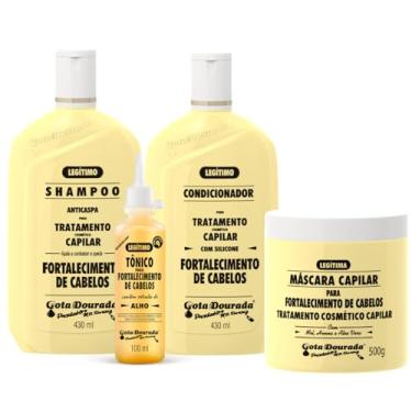 Imagem de Gota Dourada Kit Tradicional Shampoo e Condicionador 430ml com Máscara 500g e Tônico 100ml Tratamento Capilar