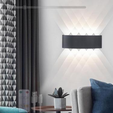 Imagem de Lâmpadas de parede com bateria LED com controle remoto Lâmpada de parede moderna regulável USB recarregável sem fio Iluminação de parede magnética para sala de estar quarto escada corredor (luz branca