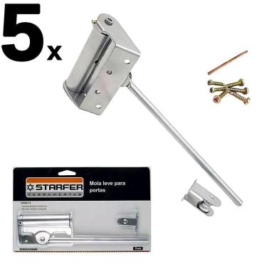 Imagem de Kit 5 Mola Aérea Prata Fechamento Automatico Porta Leve - Starfer