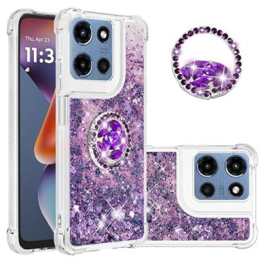 Imagem de Monwutong Capa Slim Fit para Moto G Stylus 5G 2025, TPU macio com glitter líquido de silicone de areia movediça e capa de proteção antiqueda pesada para Moto G Stylus 5G 2025, WTZH roxo