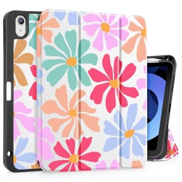 Imagem de May Chen Capa para iPad Air 11 polegadas (M3 2025/M2 2024) 7ª/6ª geração/iPad Air 11 polegadas 5ª/4ª geração, versão 2022 2020 com Pencel Hodel, suporte de três dobras, auto despertar/hibernar, flor