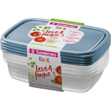 Imagem de Pote Plastico CONJ. L4P3 Potes Facil 1,8L - Sanremo