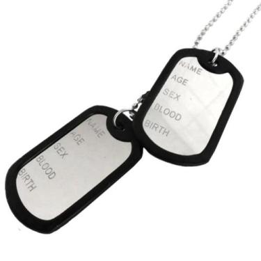 Imagem de Cordão Placa Identificação Exército Dog Tag Aço Inox - temdetudomesmo