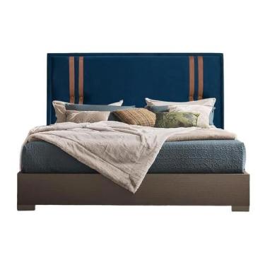 Imagem de Cabeceira Casal 140cm Luna Veludo e Madeira Maciça Quarto Cama Box - M