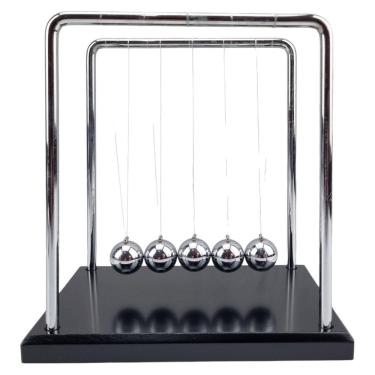 Imagem de Pêndulo De Newton Com Estrutura Metal Cromado Base Madeira