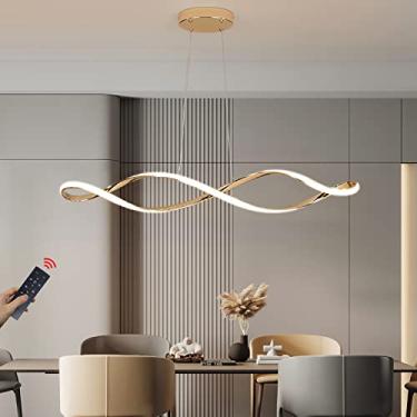 Imagem de Luminária pendente para mesa de jantar, luminária suspensa de 45 W, LED, moderna, regulável, com controle remoto, lâmpada de cozinha, altura ajustável, para sala de estar, sala de jantar, co