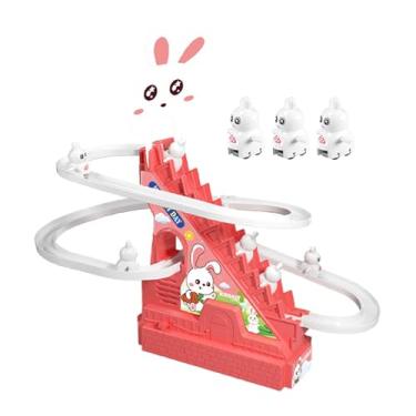 Imagem de KiBcsLic Pequeno subindo escadas brinquedo com luzes LED piscantes brinquedo educacional interno pista de corrida escorregador para pré-escola de, 9 Coelhos
