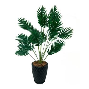 Imagem de Palmeira Artificial Grande Com Vaso Polietileno Completo(Vaso Preto + Palmeira)
