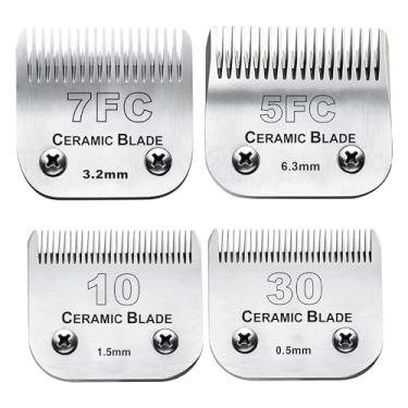 Imagem de Lâminas de reposição para tosquiadeiras para cães compatíveis com Andis Pet Clipper/Oster A5/Wahl KM Series Dog Clipper, lâmina de cerâmica e lâmina de aço inoxidável (10+30+7FC+5FC)