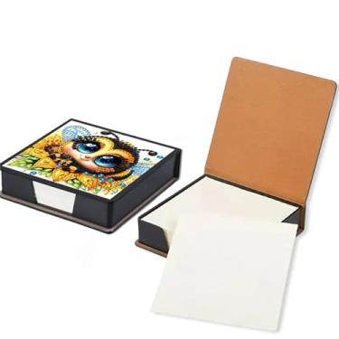 Imagem de NDNXYXGS Kit de pintura de diamante de abelha, caixa de armazenamento de papel de memorando, arte de diamante, suporte de notas adesivas, arte de diamante, bloco de notas de pintura de diamante para