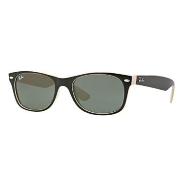 Imagem de Ray-Ban Óculos de sol unissex clássicos RB2132 New Wayfarer (armação preta ob bege / lente verde 875, 55)