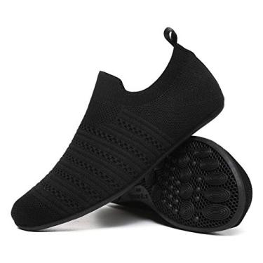 Imagem de CanLeg Pantufas para uso interno para adultos, leves, antiderrapantes, para casa, para mulheres e homens, 20002allblack, 8-8.5 Women/6.5-7 Men