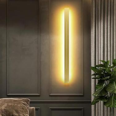 Imagem de Luminária de parede LED de tira longa, arandela nórdica moderna, luminária de parede linear, barra de luz de fundo de penteadeira, luminárias de decoração para escadas, quarto, luz quente/lu