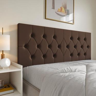 Imagem de Cabeceira Queen Estofada Capitonê Dobrável Fixação Parede Painel Decorativo Cama Box Design Elegante Confortável
