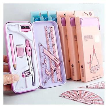 Imagem de Bússolas de desenho 8 unidades / Set metal geometria matemática desenho bússolas régua papelaria conjunto escola matemática papelaria estudantes desenhar ferramentas matemáticas geometria kit (cor
