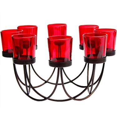 Imagem de Castiçal de vidro criativo castiçal romântico sala de estar quarto luz de velas jantar castiçal de oito furos castiçais