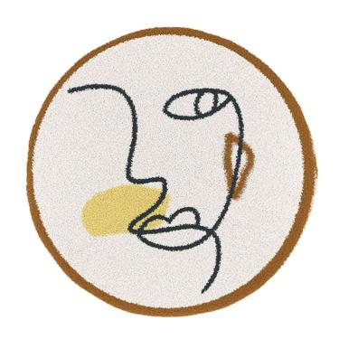 Imagem de PEYNIR Tapete macio design simples tapete redondo lavável estilo nórdico para sala de estar, mesa de centro, quarto, penteadeira, 8 x 9 cm, tapetes de área