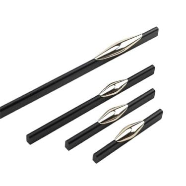 Imagem de CXYFQUUK Puxadores de porta de móveis de liga de alumínio puxadores de armário de cozinha puxadores de porta de guarda-roupa ferragens de móveis 2 peças (ouro preto 128 mm)