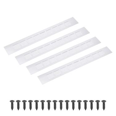 Imagem de PATIKIL Grade de ventilação retangular de 40 x 5 cm, 4 peças de cobertura de ventilação de alumínio com parafusos de montagem para guarda-roupa de porta de armário de armário, prata
