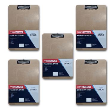 Imagem de Kit 5 Pranchetas De Madeira Ofício Mdf Predendor Metal 35x24 Marrom N-a