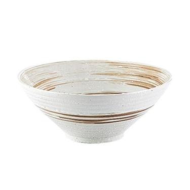 Imagem de WYUYIWH Tigela tigela de ramen tigela de macarrão de cerâmica chapéu de bambu tigela de cerâmica doméstico grande tigela de sopa de ramen tigela retrô talheres (cor: 04, tamanho: 23 cm)