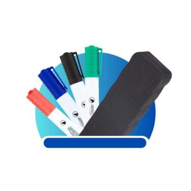 Imagem de Kit 4 Canetas + Apagador Para Quadro Branco Lousa - Premium
