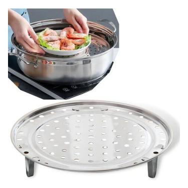 Imagem de Base Para Cozimento A Vapor Cesto Cozinhar 22 Cm Redondo Cor Aço inox 