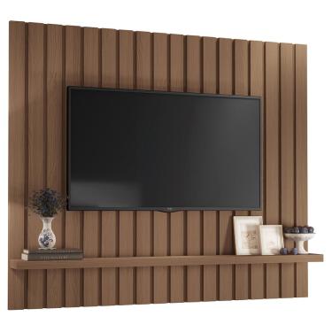 Imagem de Painel Para TV 60 Pol Ripado 160cm Conect B01 Castanho - Lyam Decor