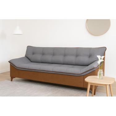 Imagem de Sofá Veneza 2 Lugares Grafite Revestimento Composê Linho/Couríssimo Premium | Casa Imperial