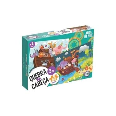 Imagem de Jogo Quebra Cabeça Infantil A Arca De Noé 2 Em 1 60 Peças Brinquedo Educativo