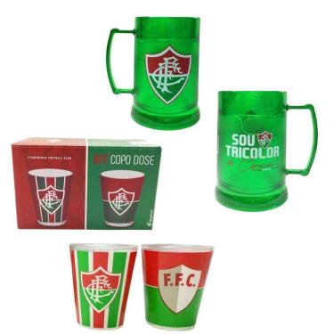 Imagem de Kit 2 Copos Dose Pinga+ Caneca Gel 300Ml Térmica Fluminense