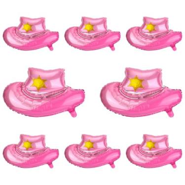 Imagem de 8 balões de chapéu de vaca, balões de festa temática ocidental rosa decorações de festa de aniversário de vaca balões de festa de vaca balões de vaca Últimos balões de rodeio para festa temática de