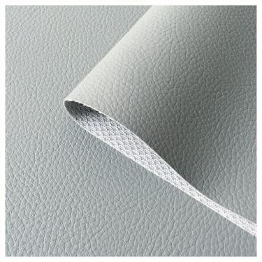 Imagem de Folhas de tecido de couro sintético à prova d'água com 160 cm de largura, estofamento de vinil para artesanato DIY, capa de assentos de cadeiras (cinza claro, 1,6 x 9 m)