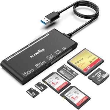 Imagem de XD Leitor de cartões multicartões, SD/TF/CF/Micro SD/XD/MS 7 em 1 USB3.0 leitor/gravador/hub de cartão de memória rápido de 5 Gbps para cartões SD SDXC SDHC CF CF TF Micro SD Micro SDXC Micro SDHC MS